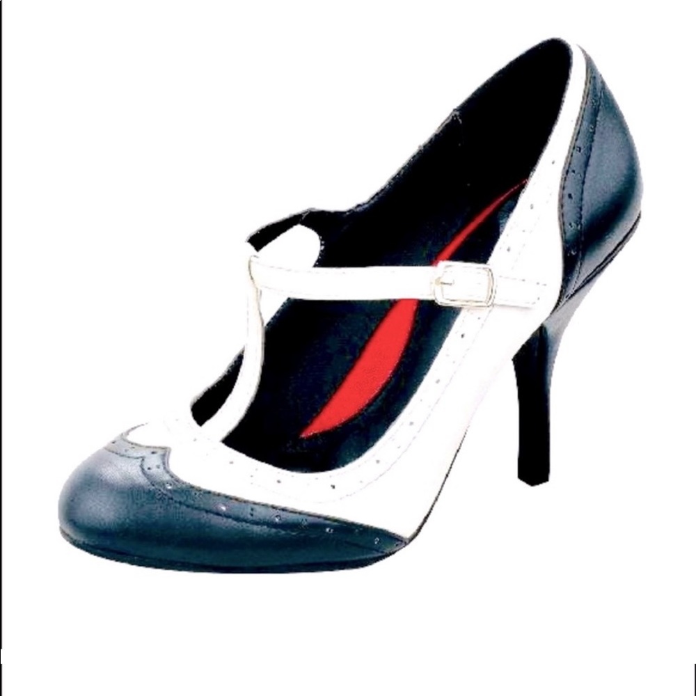 T-Strap Heels Black & White Vintage 1920s Size 6
